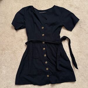 Abercrombie & Fitch Navy Mini Dress with Button Detail